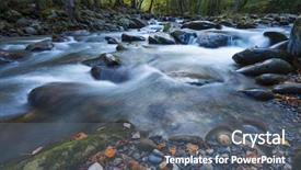  Presentation with water environment - Colorful PPT theme enhanced with flowing water falling over rocks backdrop and a  colored foreground