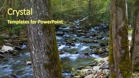  Presentation with water environment - Presentation theme with flowing water falling over rocks background and a  colored foreground