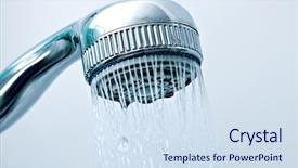  Presentation with save water shower head - Presentation enhanced with flowing water from the shower background and a sky blue colored foreground