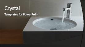  Presentation with water faucet - Slides with flowing water in wash sink background and a dark gray colored foreground