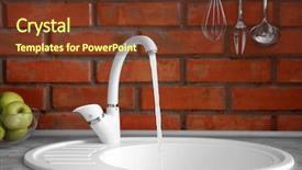  Presentation with brick wall - Beautiful slides featuring flowing water into kitchen sink backdrop and a tawny brown colored foreground