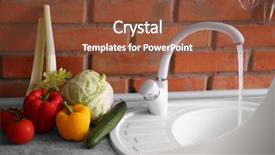  Presentation with kitchen sink splash - Colorful slide set enhanced with flowing water into kitchen sink backdrop and a tawny brown colored foreground