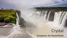  Presentation with river flowing - Slide deck with flowing waterfall in the world background and a soft green colored foreground