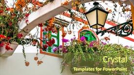  Presentation with floral - Slide set having flowral - charming floral decorated streets background and a tawny brown colored foreground