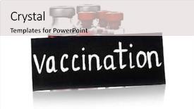  Presentation with medications - PPT theme with flu shot - black card with word vaccination background and a light gray colored foreground
