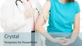  Presentation with vaccination - Cool new presentation theme with flu shot - closeup of doctor giving backdrop and a light blue colored foreground