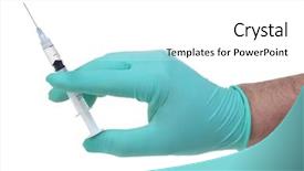  Presentation with syringe - Colorful slide deck enhanced with flu shot - hand with syringe cutout backdrop and a white colored foreground