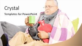  Presentation with middle ages - PPT layouts consisting of flu shot - ill middle aged man background and a white colored foreground