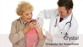  Presentation with vaccination - Amazing presentation theme having flu shot - senior woman receiving a vaccination backdrop and a soft green colored foreground
