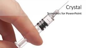  Presentation with syringe - Colorful PPT theme enhanced with flu shot - syringe in hand isolated backdrop and a white colored foreground