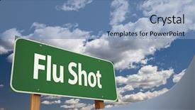  Presentation with shot - Amazing PPT theme having flu shot green road sign backdrop and a teal colored foreground