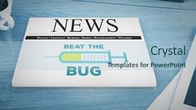  Presentation with shot - Beautiful PPT theme featuring flu shot message against overhead backdrop and a light blue colored foreground