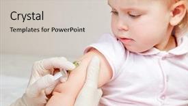  Presentation with injection - Colorful PPT theme enhanced with flu vaccine - doctor giving a child backdrop and a soft green colored foreground