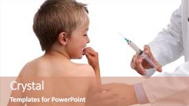  Presentation with injection - Amazing PPT theme having flu vaccine - doctor giving medical injection backdrop and a coral colored foreground