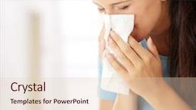  Presentation with allergy - PPT layouts enhanced with flu vaccine - teen woman with allergy background and a lemonade colored foreground