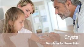  Presentation with doctor office - Cool new PPT layouts with flu vaccine - young girl receiving vaccination backdrop and a coral colored foreground