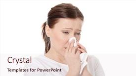  Presentation with heavy fire in an old - PPT theme having flu virus - 35-40 year old woman background and a  colored foreground