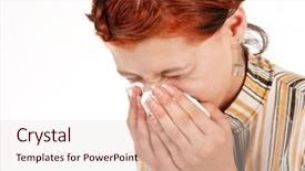  Presentation with allergies - Slides with flu virus - beautiful girl with allergies background and a lemonade colored foreground