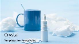  Presentation with flu virus - PPT theme enhanced with flu virus - cold illness medicaments tea background and a light blue colored foreground