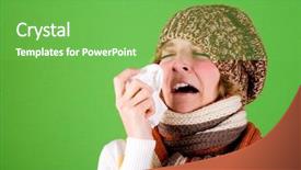  Presentation with green - PPT layouts consisting of flu virus - portrait of a cold girl background and a seafoam green colored foreground
