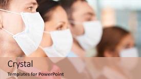  Presentation with flu virus - Cool new slide set with flu virus - portrait of businessman in protective backdrop and a coral colored foreground