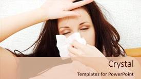  Presentation with tissue - PPT theme with flu virus - sick young woman using background and a lemonade colored foreground