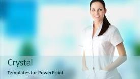  Presentation with teamwork nurse doctor - Amazing presentation theme having flu virus - young nurse or female doctor backdrop and a light blue colored foreground