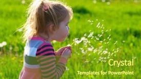  Presentation with dandelion - Amazing slides having fluff - girl blowing dandelion outdoors backdrop and a tawny brown colored foreground