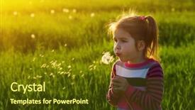  Presentation with dandelion - Slide set featuring fluff - girl blowing dandelion outdoors background and a tawny brown colored foreground
