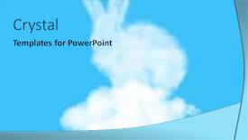  Presentation with congratulation - Beautiful presentation design featuring fluffy-easter-bunny-made backdrop and a light blue colored foreground