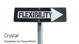  Presentation with direction - Presentation design consisting of fluid balance - flexibility direction sign isolated background and a white colored foreground