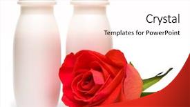  Presentation with white milk - Colorful presentation enhanced with fluid balance - jars with milk and rose backdrop and a  colored foreground