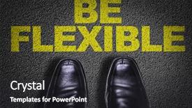  Presentation with flexible - Colorful slide set enhanced with fluid balance - top view of business shoes backdrop and a dark gray colored foreground