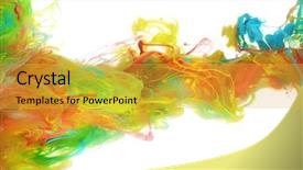  Presentation with fluid dynamics - Presentation theme featuring fluid dynamics - colorful ink in water abstract background and a yellow colored foreground