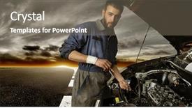  Presentation with fluid mechanic - Presentation theme having fluid mechanics - auto mechanic checking car background and a gray colored foreground