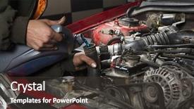  Presentation with auto - Amazing presentation theme having fluid mechanics - auto repairman pouring antifreeze backdrop and a dark gray colored foreground