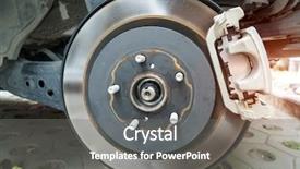  Presentation with dirt car - Presentation design enhanced with fluid mechanics - car disc break detail background and a gray colored foreground