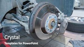  Presentation with dirt car - Beautiful presentation theme featuring fluid mechanics - car disc break detail backdrop and a dark gray colored foreground