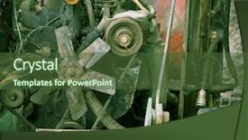  Presentation with machinery - PPT theme featuring fluid mechanics - old machinery abandoned background and a tawny brown colored foreground