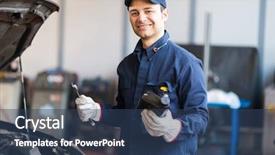  Presentation with fluid mechanic - Slides consisting of fluid mechanics - portrait of an auto mechanic background and a ocean colored foreground