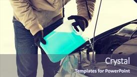  Presentation with water tank - Audience pleasing slides consisting of fluid mechanics - transportation winter and vehicle concept backdrop and a tawny brown colored foreground