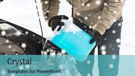  Presentation with vehicle - Slides having fluid mechanics - transportation winter people and vehicle background and a teal colored foreground