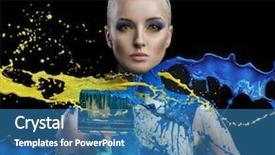  Presentation with paint - Presentation theme enhanced with fluids - young woman with colorful paint background and a teal colored foreground
