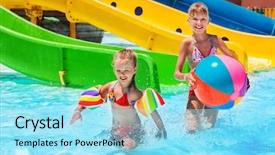  Presentation with summer holiday - Audience pleasing slide set consisting of flume - child in water at aquapark backdrop and a arctic colored foreground