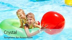  Presentation with summer drinking water - Cool new presentation design with flume - child on water slide backdrop and a arctic colored foreground