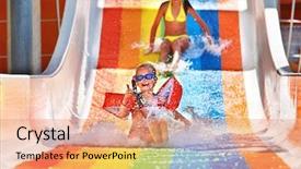  Presentation with summer drinking water - Beautiful slides featuring flume - child on water slide backdrop and a  colored foreground