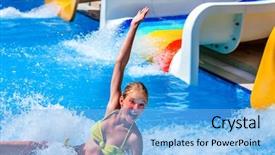  Presentation with child drinking water from glass - Amazing slides having flume - child on water slide backdrop and a light blue colored foreground