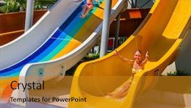  Presentation with aqua - Cool new slides with flume - swimming pool slides for children backdrop and a gold colored foreground