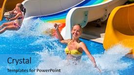  Presentation with aqua - Colorful theme enhanced with flume - two children on water slide backdrop and a light blue colored foreground