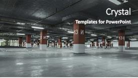  Presentation with parking lot - Audience pleasing slide set consisting of fluorescent - empty parking lot wall urban backdrop and a dark gray colored foreground